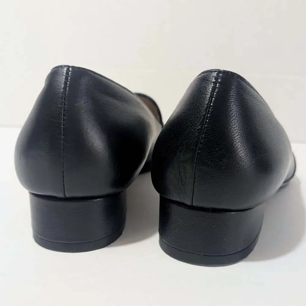 Avellini Black Leather Slip-on Pointed Toe Snake Print Loafers 859P Size 39